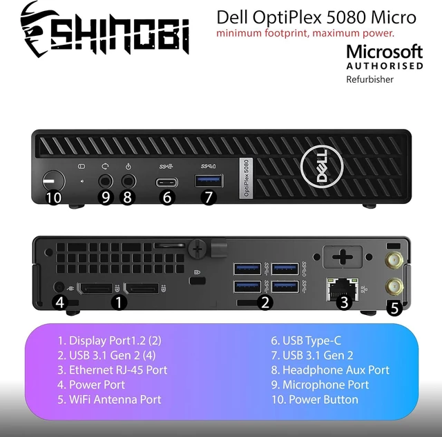 Alt view image 2 of 7 - Dell OptiPlex 5080 Mini Form Factor Desktop Computer, Core i5-10500T up to 3.8GHz, 32GB DDR4, 1TB Solid State Drive, Windows 11 Pro