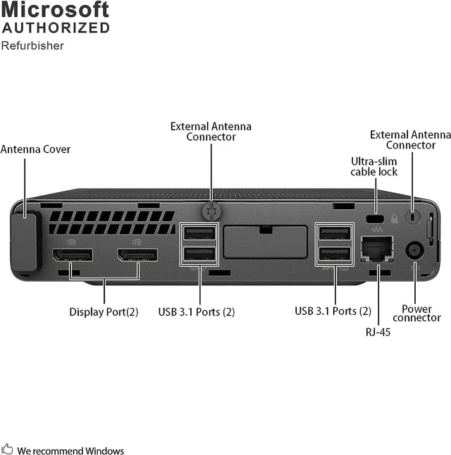 Alt view image 3 of 7 - HP EliteDesk 800G4 Mini Form Factor Desktop Computer, Core i5-8500T up to 3.5GHz, 16GB DDR4, 512GB Solid State Drive, Windows 11 Pro