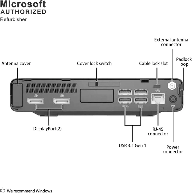 Alt view image 3 of 7 - HP EliteDesk 800G3 Mini Form Factor Desktop Computer, Core i5-6500T up to 3.1GHz, 8GB DDR4, 256GB Solid State Drive, Windows 11 Pro