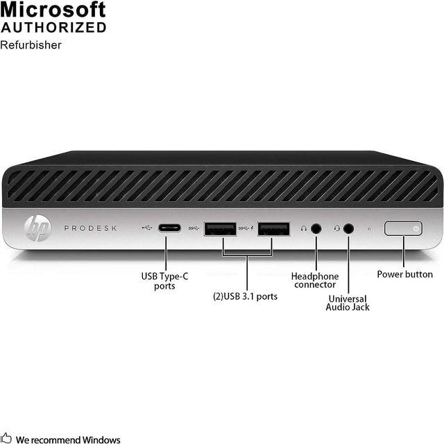 Alt view image 4 of 7 - HP EliteDesk 800G3 Mini Form Factor Desktop Computer, Core i5-6500T up to 3.1GHz, 8GB DDR4, 256GB Solid State Drive, Windows 11 Pro