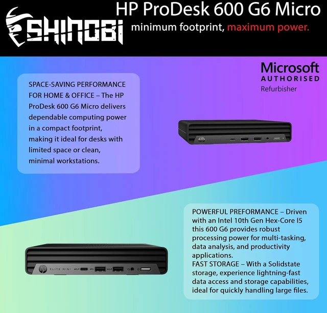 Alt view image 2 of 6 - HP ProDesk 600G6 Mini Form Factor Desktop Computer, Core i5-10500T up to 3.8GHz, 16GB DDR4, 512GB Solid State Drive, Windows 11 Pro