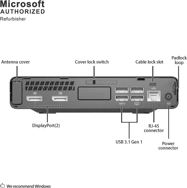 Alt view image 5 of 7 - HP EliteDesk 800G3 Mini Form Factor Desktop Computer, Core i5-6500T up to 3.1GHz, 16GB DDR4, 512GB Solid State Drive, Windows 11 Pro