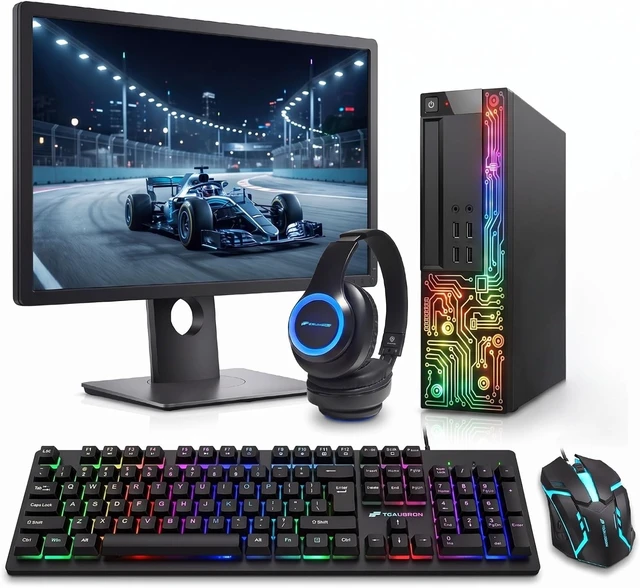 Main image of Dell OptiPlex RGB Desktop Computer PC, Intel Core i7, 16G RAM, 512G SSD, 22 inch FHD Monitor, RGB Keyboard & Mouse, RGB BT Sound Bar, Webcam, WiFi, BT 5.0, Windows 11 Pro