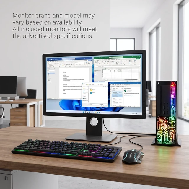 Alt view image 4 of 6 - Dell OptiPlex RGB Desktop Computer PC, Intel Core i7, 16G RAM, 512G SSD, 22 inch FHD Monitor, RGB Keyboard & Mouse, RGB BT Sound Bar, Webcam, WiFi, BT 5.0, Windows 11 Pro