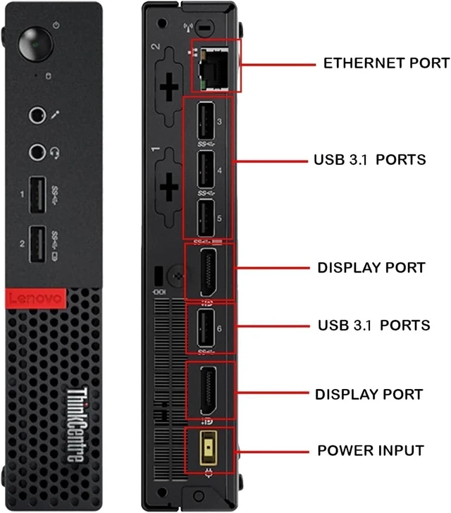 Alt view image 2 of 5 - Lenovo ThinkCentre M910Q Tiny Desktop Computer, Intel Core i7-6700T up to 3.6GHz, 32GB DDR4, 1TB SSD, 4K 3-Monitor Support DisplayPort, HDMI, USB Wi-Fi, Bluetooth - Windows 11 Pro