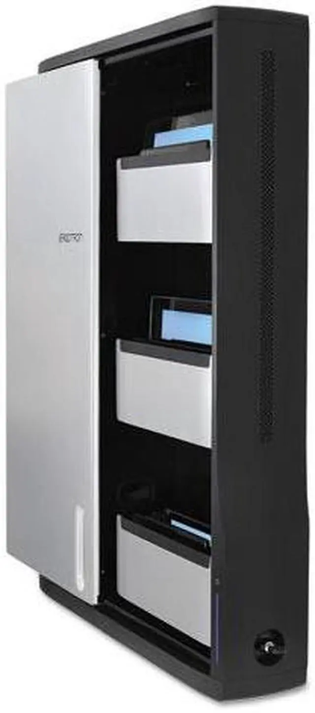 Alt view image 8 of 11 - Ergotron Zip12 Charging Wall Cabinet - Up to 12" Screen Support - 44.40 lb Load Capacity - 35.6" Height x 26.4" Width x 5.9" Depth - Wall Mountable - Steel - Black, Silver