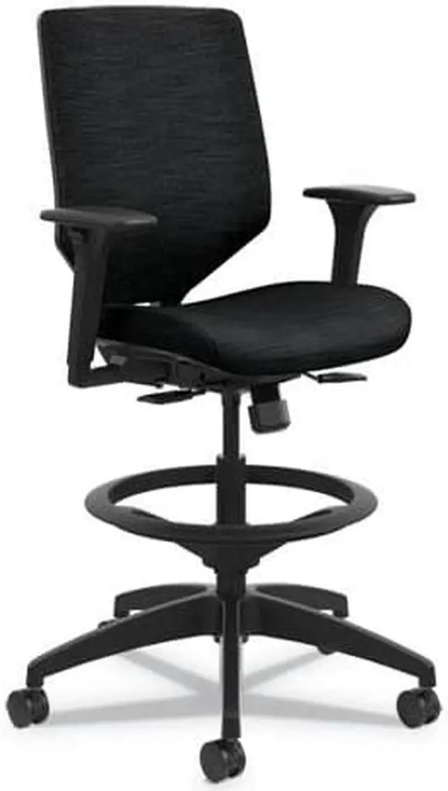 Alt view image 3 of 7 - HON SVSU1ACLCO10 Solve Series Upholstered Back Task Stool, Ink