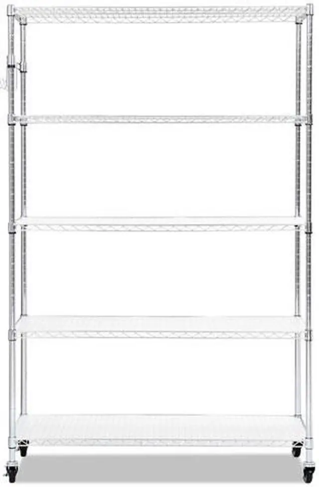 Alt view image 5 of 10 - Alera SW654818SR 5-Shelf Wire Shelving Kit with Casters & Shelf Liners, 72 x 48 x 18 in. - Silver