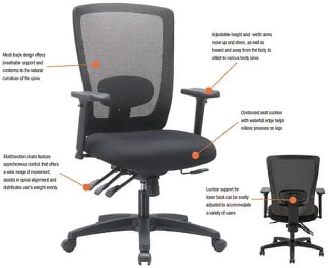 Alt view image 5 of 20 - Alera - HALE752 - Alera Envy Series Mesh Mid-Back Multifunction Chair, Black