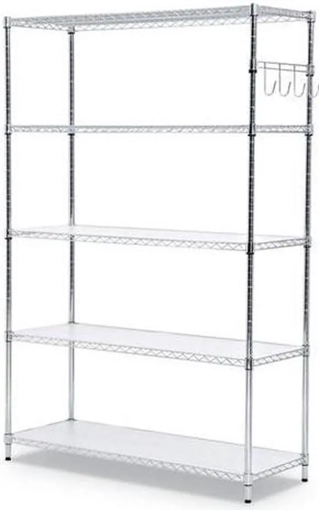 Alt view image 7 of 10 - Alera SW654818SR 5-Shelf Wire Shelving Kit with Casters & Shelf Liners, 72 x 48 x 18 in. - Silver