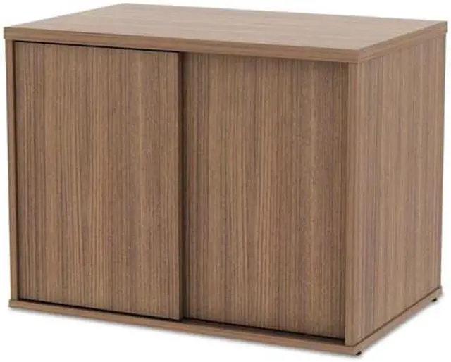 Alt view image 10 of 20 - Alera Open Office Low Storage Cabinet Credenza 29 1/2 x 19 1/8x 22 7/8 Walnut LS593020WA
