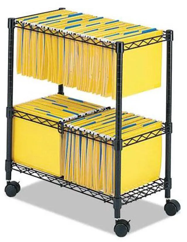 Alt view image 13 of 20 - Safco - 5278BL - Safco 2-Tier Rolling File Cart - 300 lb Capacity - 4 Casters - Steel - x 25.8 Width x 14 Depth x 29.8