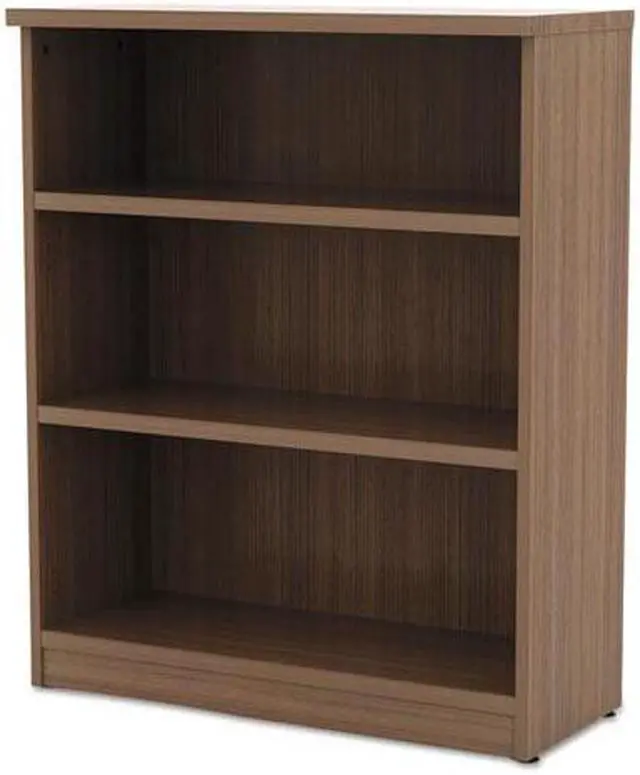 Alt view image 5 of 20 - Alera - VA634432WA - Alera Valencia Series Bookcase, Three-Shelf, 31 3/4w x 14d x 39 3/8h, Mod Walnut