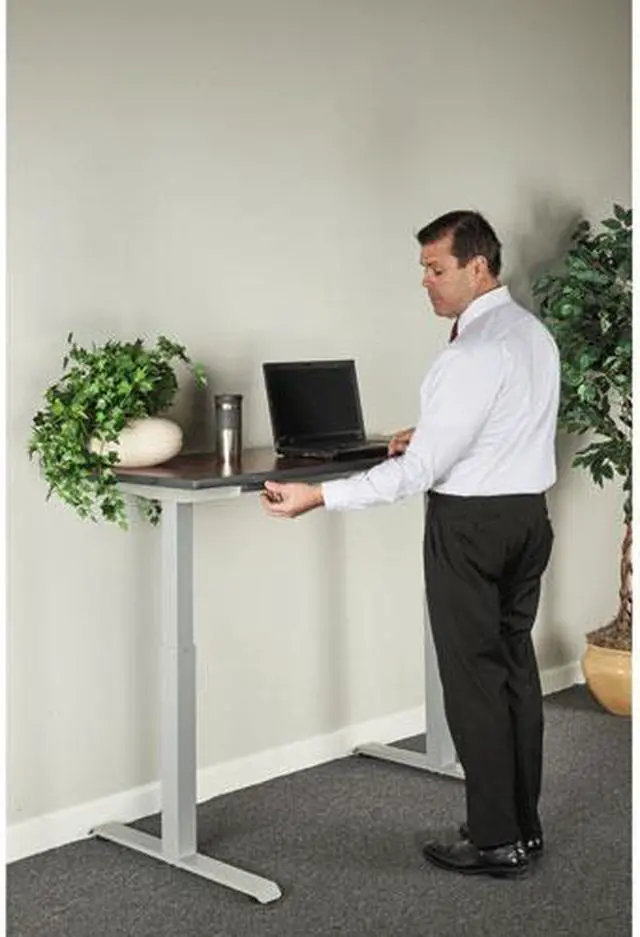Alt view image 8 of 20 - 2-Stage Electric Adjustable Table Base, 27 1/4" To 47 1/4" High, Gray