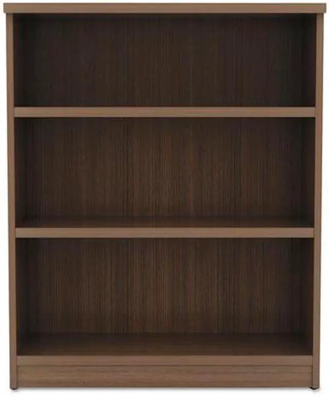 Alt view image 4 of 20 - Alera - VA634432WA - Alera Valencia Series Bookcase, Three-Shelf, 31 3/4w x 14d x 39 3/8h, Mod Walnut