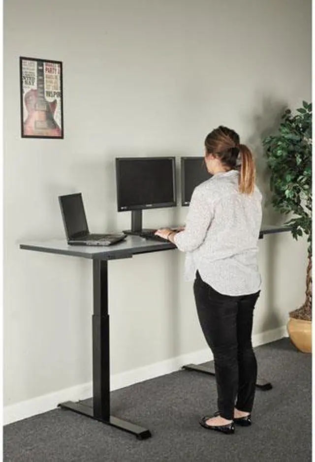 Alt view image 9 of 20 - 2-Stage Electric Adjustable Table Base, 27 1/4" to 47 1/4" High, Black