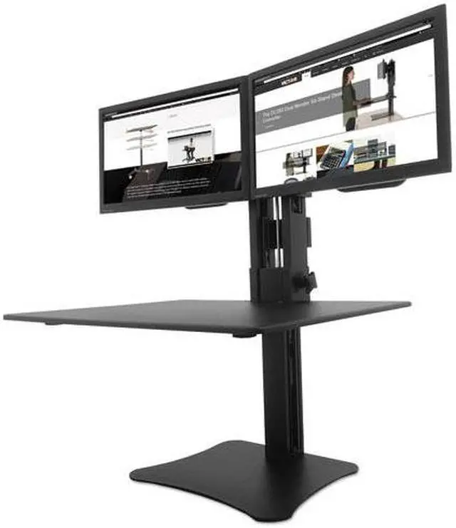 Alt view image 4 of 20 - Victor DC350 High Rise Collection Dual Monitor Sit-Stand Desk Converter, 28 X 23 X 15.5, Blk