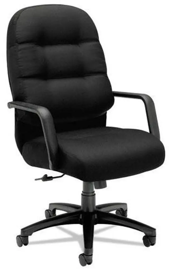 Alt view image 2 of 9 - HON Pillow-Soft Executive Chair - Polyester Black Seat - Polyester Black Back - Black Frame - 5-star Base - 22" Seat Wid