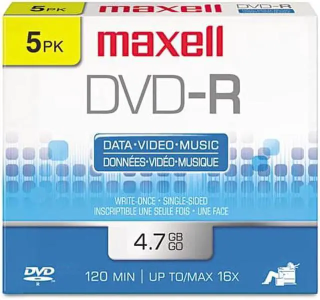 Alt view image 3 of 4 - Maxell DVD Recordable Media - DVD-R - 16x - 4.70 GB - 5 Pack Jewel Case