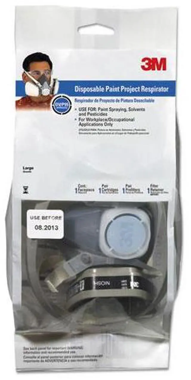 Alt view image 3 of 20 - 3M 66070 Half Facepiece Disposable Respirator 53P71, Organic Vapor/P95, Large