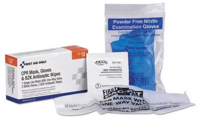 Alt view image 2 of 5 - First Aid Only CPR Mask with Gloves and Wipes 2 Gloves 2 Wipes 21008