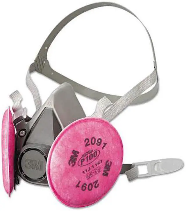 Alt view image 3 of 17 - 3M 07002 Half Facepiece Respirator 6291, Medium w/ Particulate Filters