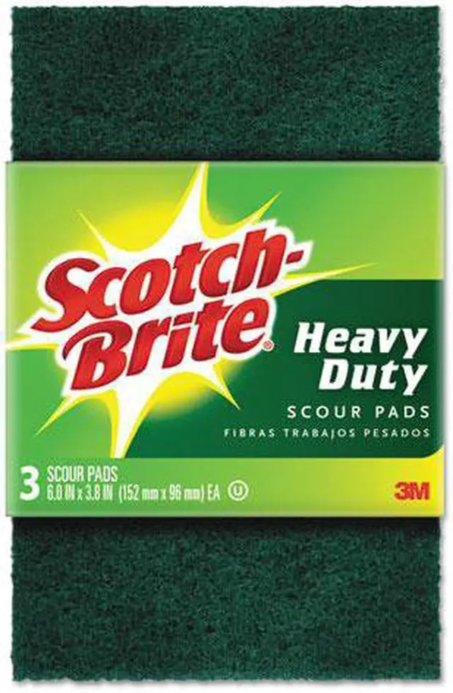 Alt view image 4 of 9 - Scotch-Brite Heavy-Duty Scour Pad 3.8w x 6"L Green 3/Pack 22310