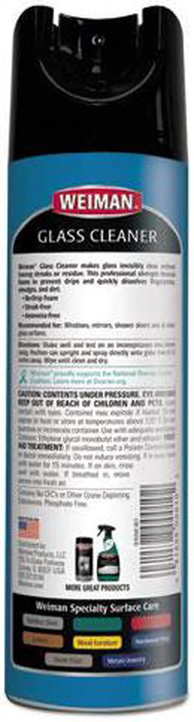 Alt view image 2 of 9 - Weiman Glass Cleaner, 19 oz. Aerosol Can, Unscented Liquid, Ready to Use, 1 EA