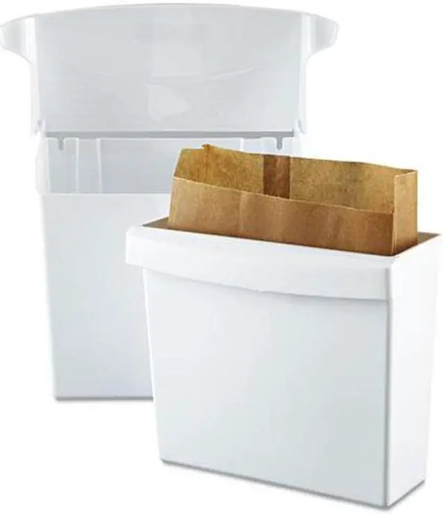 Alt view image 4 of 20 - Sanitary Napkin Receptacle with Rigid Liner Rectangular Plastic White
