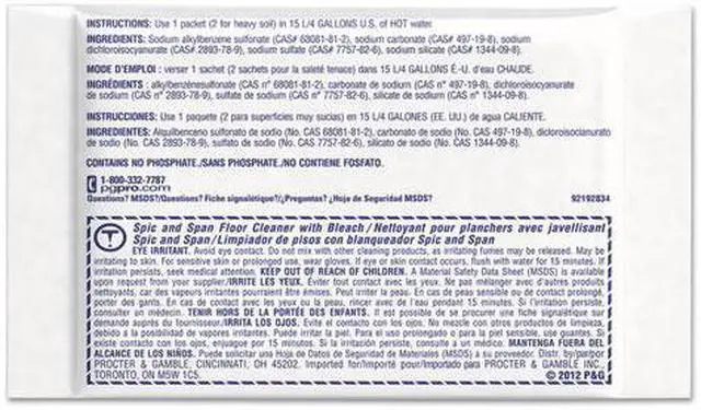 Alt view image 4 of 5 - Bleach Floor Cleaner Packets, 2.2oz Packets, 45/carton