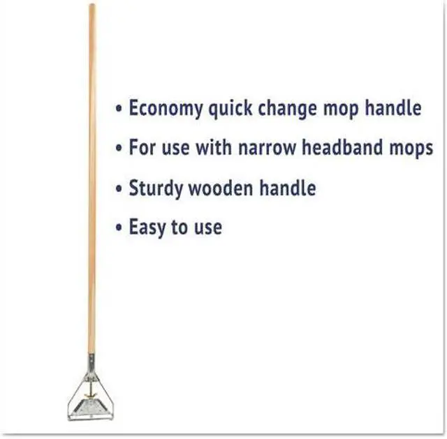Alt view image 4 of 12 - Boardwalk Quick Change Metal Head Mop Handle for No. 20 & Up Heads 54in Wood