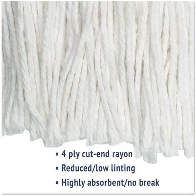 Alt view image 7 of 7 - Cut-End Wet Mop Head, Rayon, No. 20, White, 12/Carton