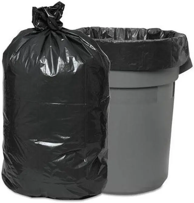 Main image of Waste Can Liners, 60gal, 38 x 58, .95mil, Gray, 25 Bags/Roll, 4 Rolls/CT BWK528