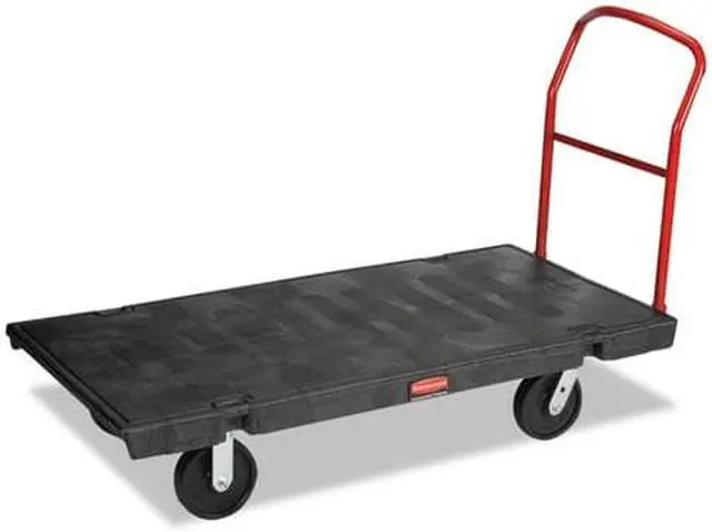 Alt view image 4 of 7 - Rubbermaid Commercial Platform Truck 2000-lb Cap 30w x 60d x 7h Black 4471BLA