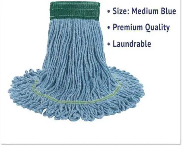 Alt view image 3 of 7 - Super Loop Wet Mop Head, Cotton/Synthetic, Medium Size, Blue, 12/Carton