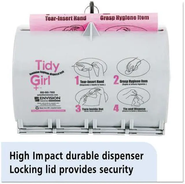 Alt view image 5 of 20 - Tidy Girl Plastic Feminine Hygiene Disposal Bag Dispenser, Gray TGUDPV2