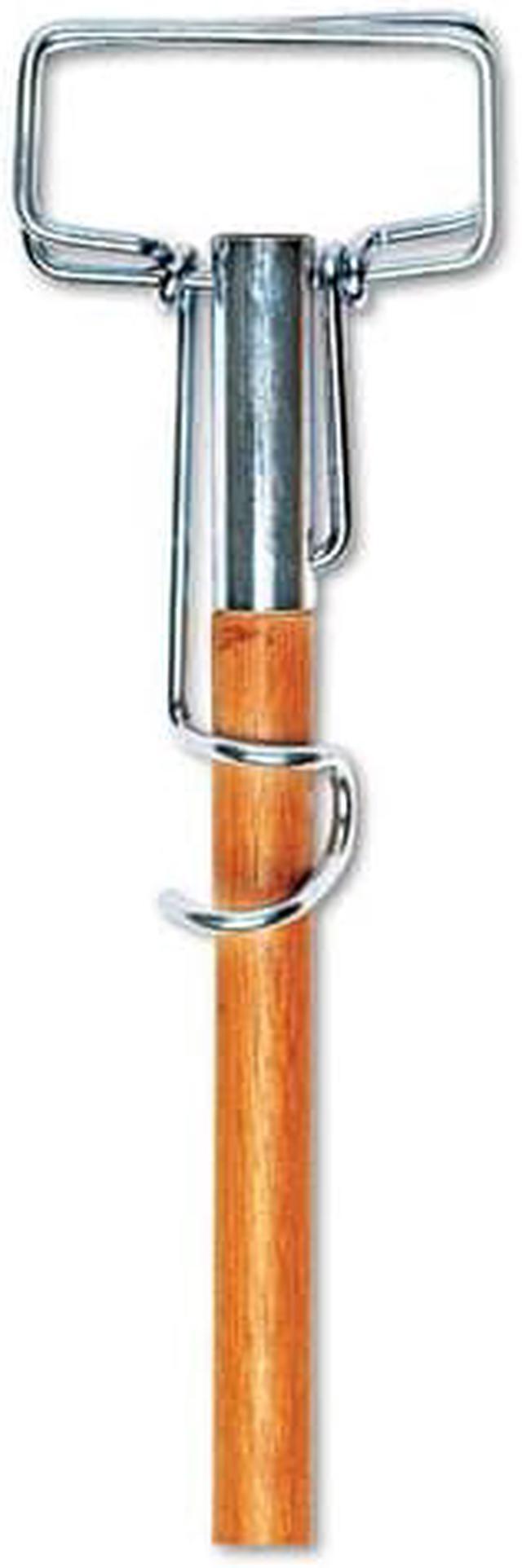 Alt view image 5 of 7 - Boardwalk Spring Grip Metal Head Mop Handle for Most Mop Heads 60" Wood Handle