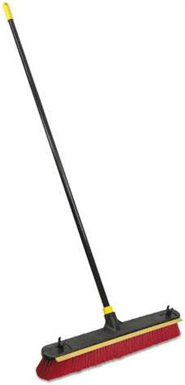 Alt view image 4 of 6 - Quickie 00635-2 2-In-1 Squeegee Pushbroom, 24 Inch Brush, 60 Inch Handle, Pet/Steel, Red/Black/Yellow