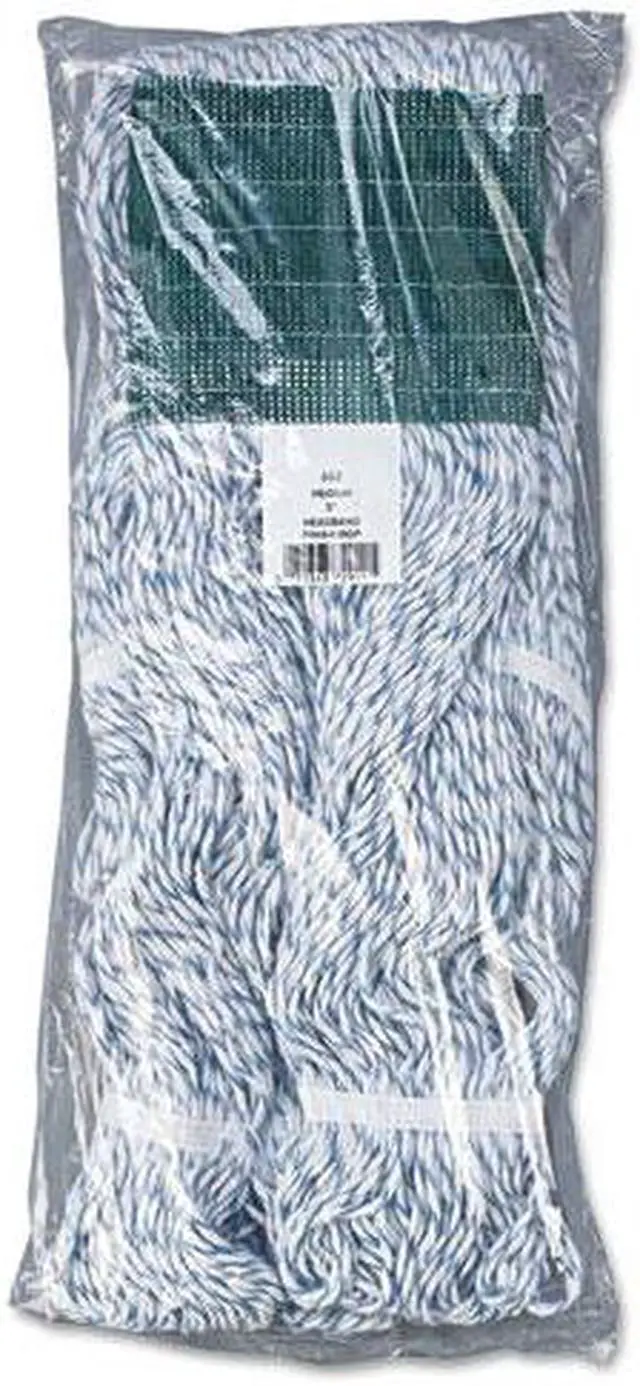 Alt view image 2 of 3 - Mop Head, Floor Finish, Wide, Rayon/Polyester, Medium, White/Blue, 12/Carton