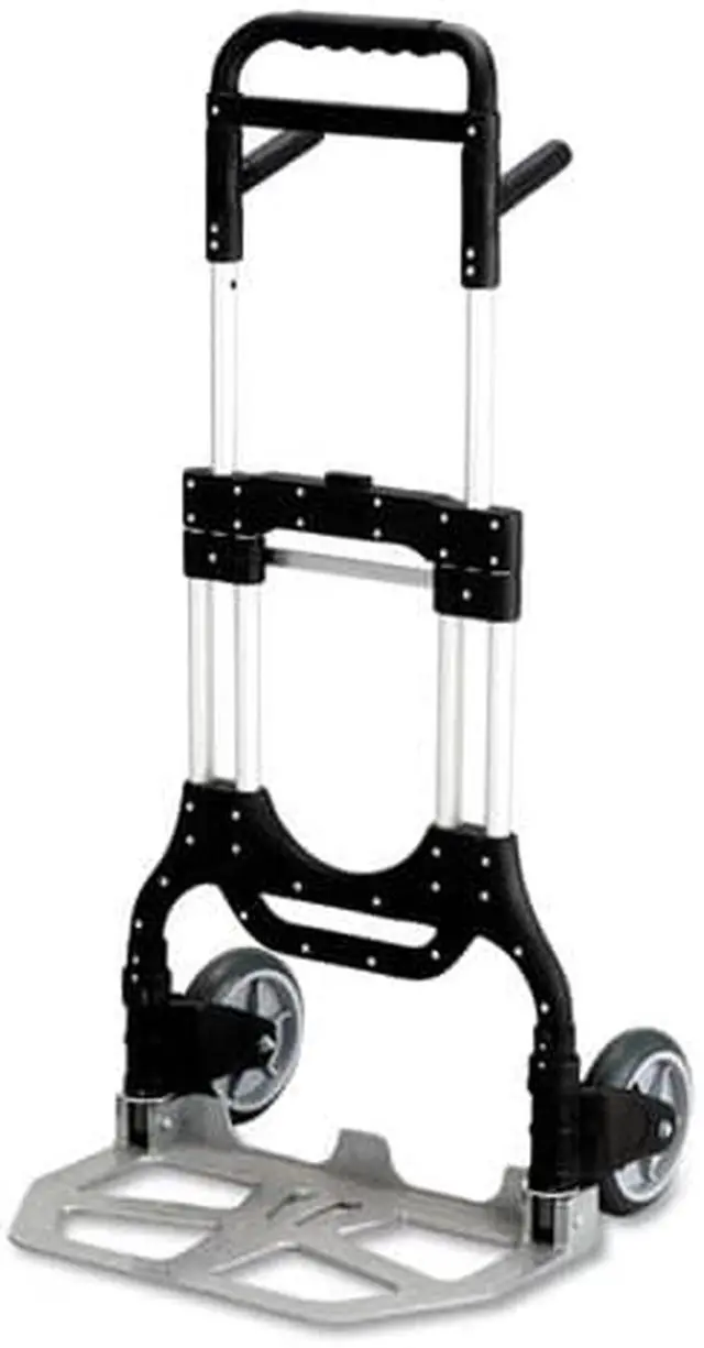 Alt view image 10 of 17 - Safco Stow-Away Hand Truck Telescopic Handle - 500 lb Capacity - 8" Caster - Aluminum - 24" x 23.3" x 50"