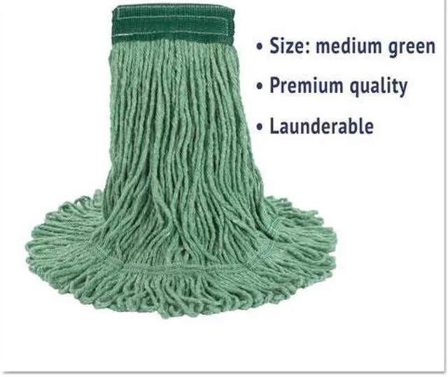 Alt view image 3 of 20 - Boardwalk Super Loop Wet Mop Head Cotton/Synthetic Medium Size Green 502GNEA