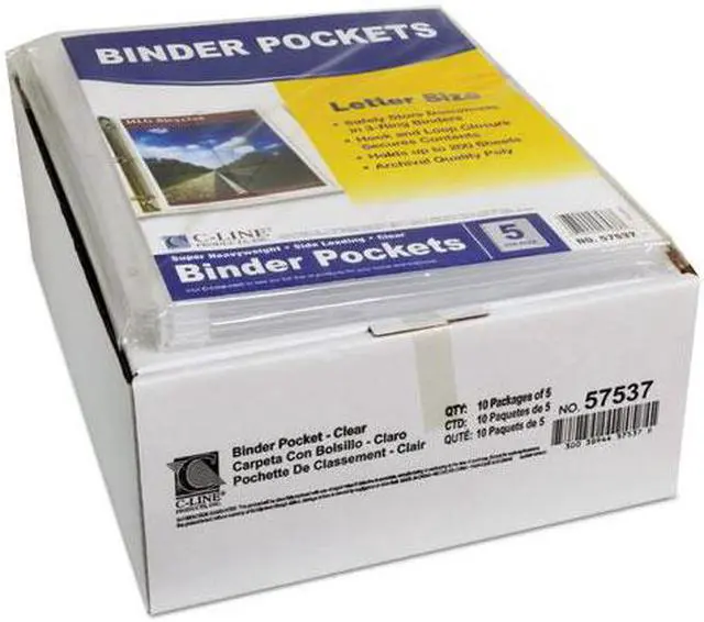 Alt view image 8 of 9 - C-Line Products Binder Pocket, Side Loading, Clear, 5/PK