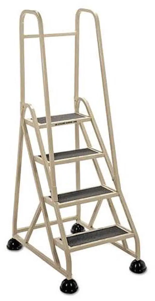 Alt view image 5 of 6 - 4-Step Ladder, w/ 2 Handrails, 24-5/8"x33-1/2"x66", Beige, Sold as 1 Each