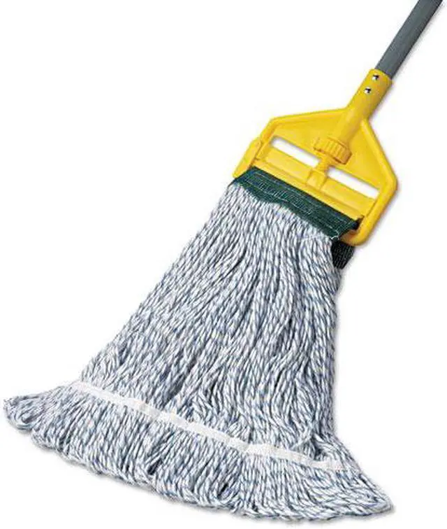 Alt view image 3 of 3 - Mop Head, Floor Finish, Wide, Rayon/Polyester, Medium, White/Blue, 12/Carton