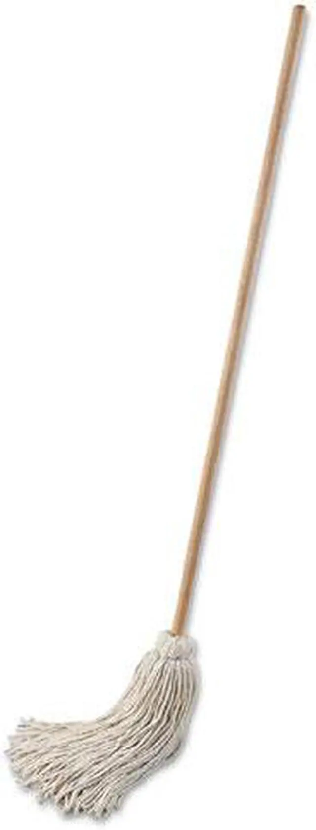 Alt view image 2 of 3 - Deck Mop; 54" Wooden Handle, 32 oz Cotton Fiber Head, 6/Pack