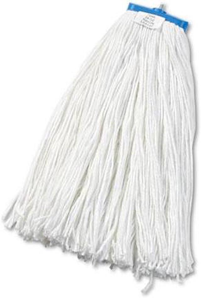 Main image of Cut-End Lie-Flat Wet Mop Head, Rayon, 24oz, White, 12/Carton