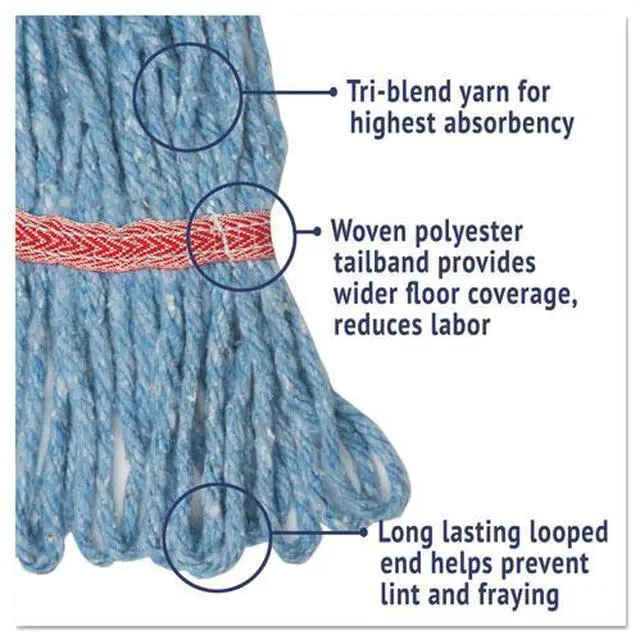 Alt view image 10 of 20 - Boardwalk Super Loop Wet Mop Head Cotton/Synthetic Large Size Blue 503BLEA