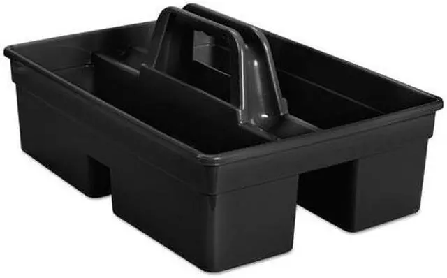 Alt view image 2 of 9 - Rubbermaid Commercial Executive Carry Caddy 2-Compartment Plastic 10 3/4"W x 6 1/2"H Black 1880994