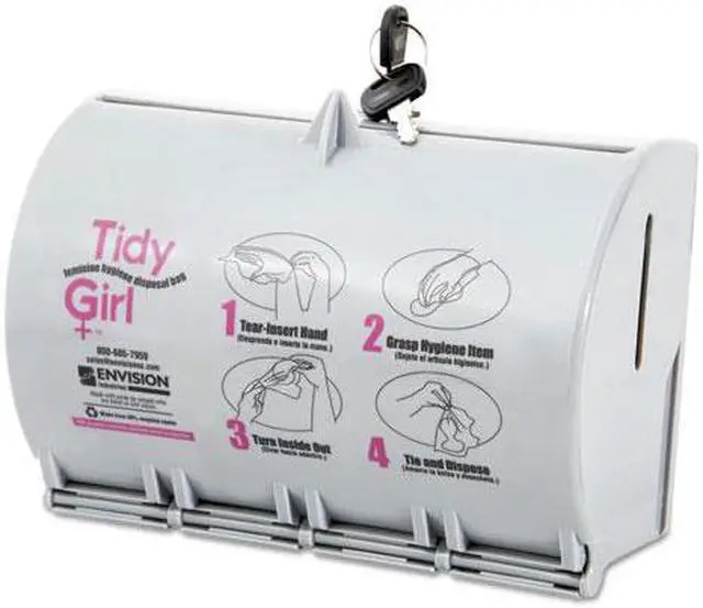 Alt view image 9 of 20 - Tidy Girl Plastic Feminine Hygiene Disposal Bag Dispenser, Gray TGUDPV2