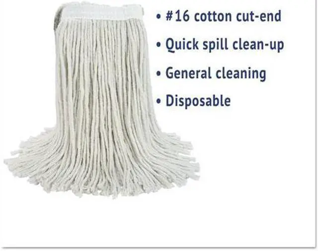 Alt view image 3 of 7 - Cut-End Wet Mop Head, Cotton, #16, White, 12/Carton